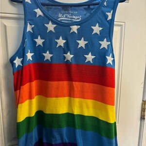 U.S. Vintage Blue Stars & Rainbow Stripe Men's Tank Top